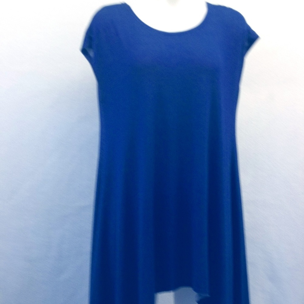 Blue Short Sleeve Loose Blouse